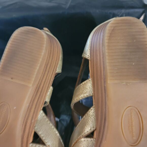Cloudwalkers Gina Gold Metallic Sandals Galdiator Womens Sz 8 Zip Back - Picture 8 of 11